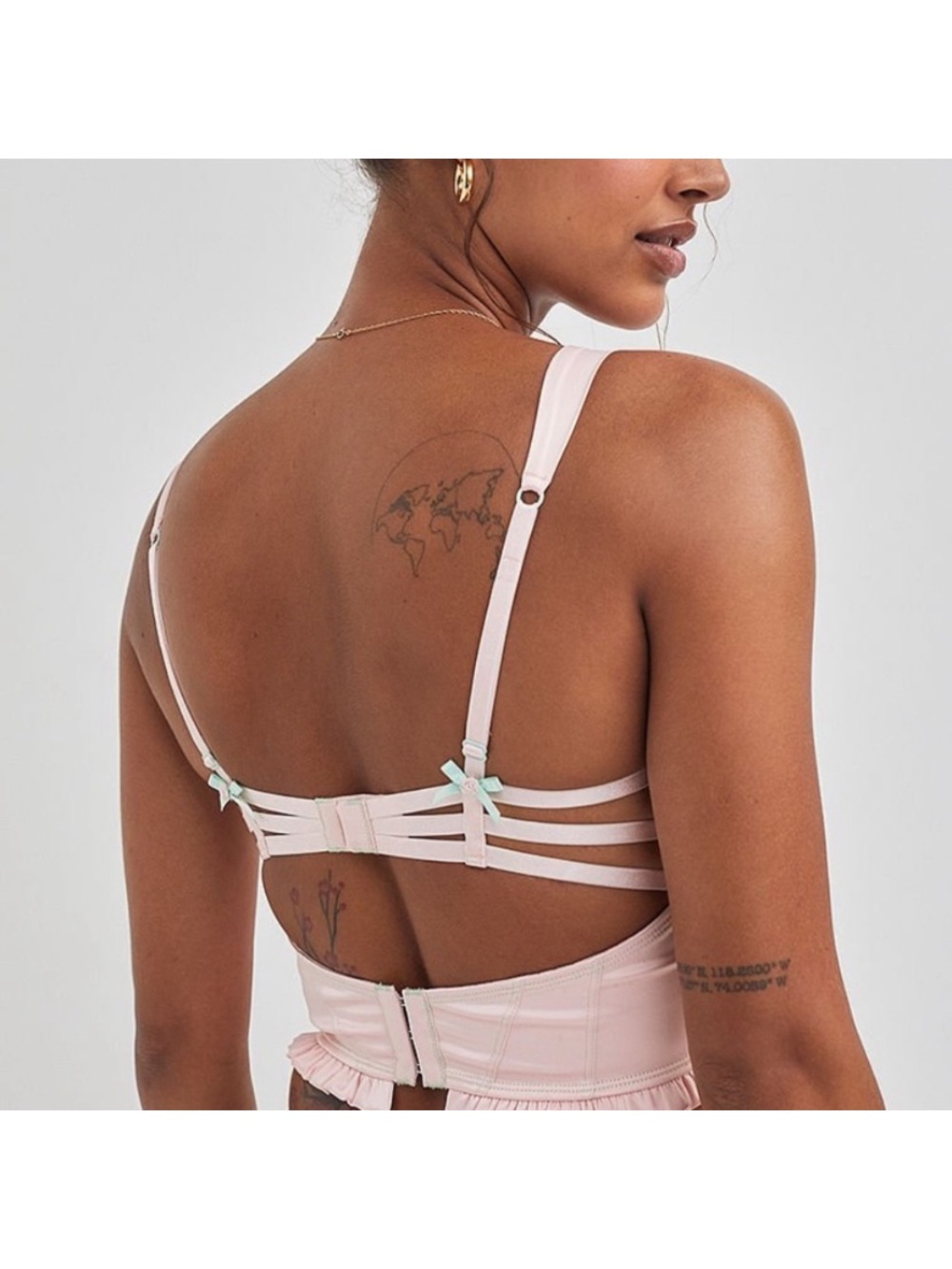 For Love and Lemons Delicate Pink Lace Bustier and Thong Set - Picture 4 of 10